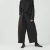 Pantalon large en coton et laine à carreaux Carys