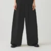 Pantalon large en laine et coton à chevrons Corinne