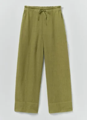 Pantalon large en lin teint en pièce