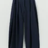 Pantalon large en toile de coton et lin Carys