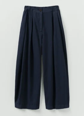 Pantalon large en toile de coton et lin Carys