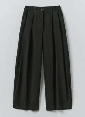 Pantalon large en toile de coton et lin Carys