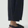 Pantalon large en toile de coton et lin Carys