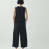 Pantalon large en toile de coton et lin Carys