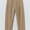 Pantalon Otto en sergé de coton plissé