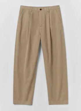 Pantalon Otto en sergé de coton plissé