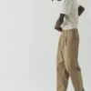 Pantalon Otto en sergé de coton plissé