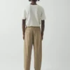 Pantalon Otto en sergé de coton plissé