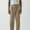 Pantalon Otto en sergé de coton plissé