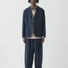 Blazer en coton et lin à rayures