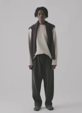 Pantalon plissé en jersey bouclé