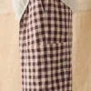 Pantalon à poches plaquées en lin et coton vichy