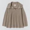 Pull en laine et cachemire à côtes
