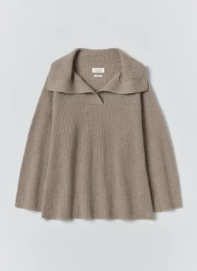 Pull en laine et cachemire à côtes