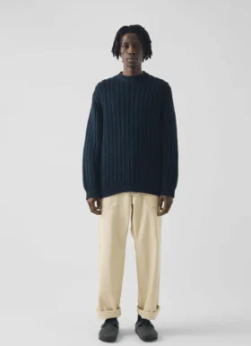 Pull en laine et coton à côtes