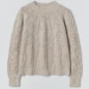 Pull en laine et coton à mailles en éventail