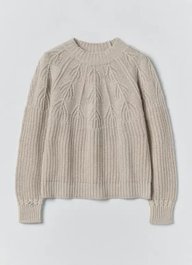 Pull en laine et coton à mailles en éventail