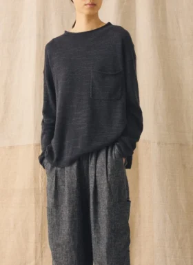 Pull en maille fine de lin et coton