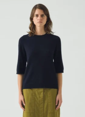Pull à manches courtes en laine et cachemire