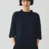 Pull à manches courtes en laine fine et cachemire