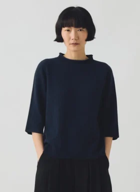 Pull à manches courtes en laine fine et cachemire