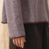 Pull rayé en lin et coton