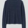 Pull sur en laine et cachemire rayé