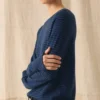 Pull sur en laine et cachemire rayé