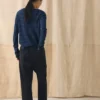 Pull sur en laine et cachemire rayé