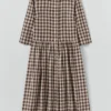 Robe chemise en lin et coton à carreaux