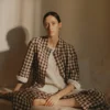 Robe chemise en lin et coton à carreaux