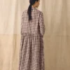 Robe chemise en lin et coton à carreaux