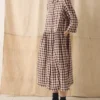 Robe chemise en lin et coton à carreaux
