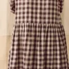 Robe chemise en lin et coton à carreaux