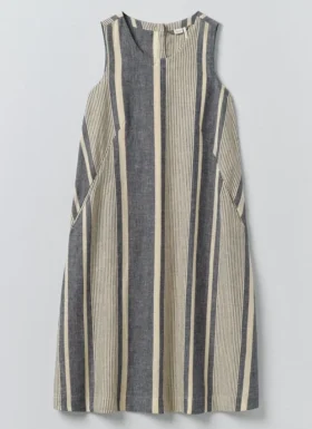 Robe droite en lin à rayures larges