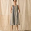Robe droite en lin à rayures larges