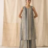Robe droite en lin à rayures larges