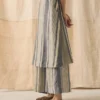 Robe droite en lin à rayures larges