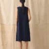 Robe droite en lin teint en pièce