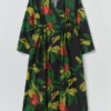Robe en coton et soie à imprimé fruits