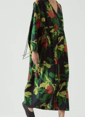Robe en coton et soie à imprimé fruits