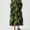 Robe en coton et soie à imprimé fruits