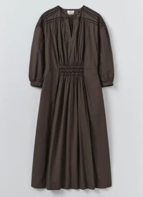 Robe en coton smocké contrasté