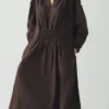 Robe en coton smocké contrasté