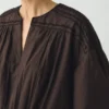 Robe en coton smocké contrasté