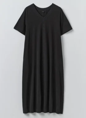 Robe en jersey de coton à col en V
