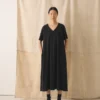 Robe en jersey de coton à col en V