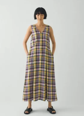 Robe en lin à carreaux Gelato