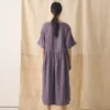 Robe en lin léger à taille froncée