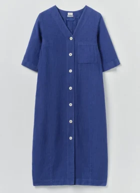 Robe en lin teint en pièce à boutons